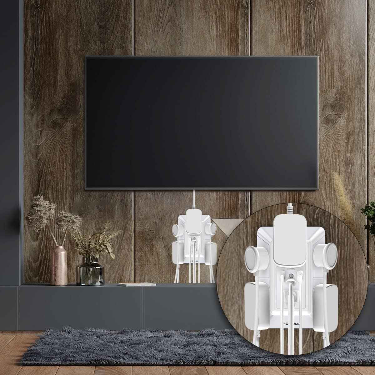 POWRUI Multi Plug 6 Outlet Surge Protector Extender with 3 USB Ports (1 USB C) and Night Light, 3-Sided Power Strip with Adapter Spaced Outlets, ETL Listed, White