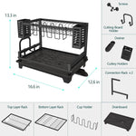 Large capacity 2-tier dish drying rack with stainless steel construction