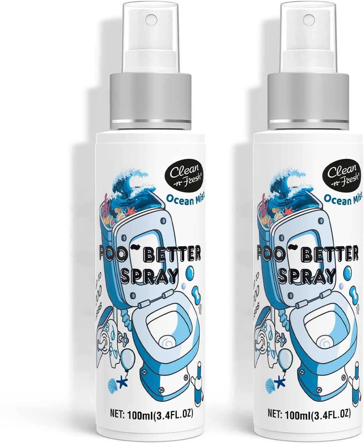 Clean-n-Fresh Toilet Spray, 6.8 Fl.oz Poo Spray | Up to 400+ Uses, 100% Natural Plant Essential Oil Citrus Scent, Bathroom Deodorizer