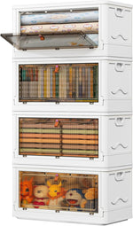 4-tier plastic storage bins with wheels for office and home use