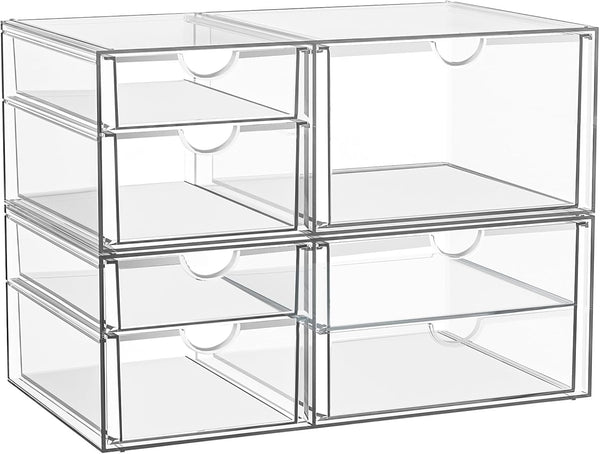 Acrylic Makeup Organizer with 19 Drawers for Bathroom Vanity Desk