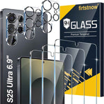 samsung galaxy s25 ultra tempered glass screen protectors 3 pack + 3 pack camera lens protector