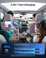 Retractable Car Charger, [Ultra-Compact] 6-Port Car Charger USB C, iPhone Car Chargers Fast Charging with Dual USB C Cables, RV Power Adapter for iPhone 17/16/15/14/13/12 Series