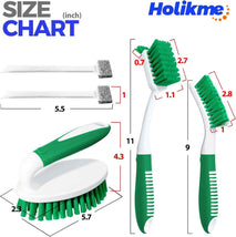 Holikme Cleaning Brush Set for Household Use, Scrub Brush, Kitchen Brush, Tile Lines Brush for Bathroom, Floor, Tub, Shower and Kitchen Surface (Green)