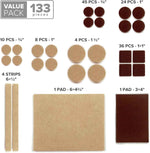 Felt Furniture Pads X-PROTECTOR 133 PCS, Premium Felt Pads for Wood Floor Protection, Brown and Beige, Protective Furniture Feet