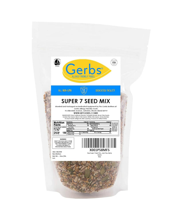 Gerbs Super 7 Seed Snack Mix 1 lb bag, raw, no artificial additives, resealable