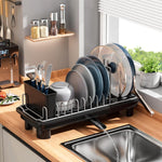 SanDream Small Dish Drying Rack with Removable Utensil Holder & Anti-Scratch Base