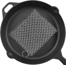 PIBC Cast Iron Cleaner 8"x6" 316L Stainless Steel Chainmail Scrubber for Griddle Skillet Dutch Oven Wok Stainless Steel Pot Cast Iron Pan