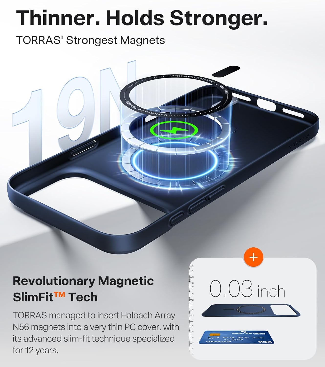TORRAS Magnetic Slim Fit for iPhone 17 Pro Case 6.3 inch, Ultra-Thin, Compatible with MagSafe, Lightweight Matte Anti-Scratch Hard PC Cover Phone Case for iPhone 17 Pro OriginFit, Deep Blue