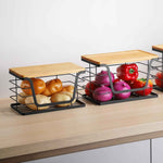 Bamboo Storage Organizers by ALOCEO 2 Pack Stackable Kitchen Laundry with Trash Bag Holder and Small Garbage Bag Dispenser