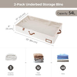 StorageWorks Large Under Bed Storage Containers with Handles and Label Holder, 2 Pack Ultra-thick Fabric Storage Bins