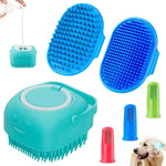 comotech 6pcs dog bath brush & toothbrush adjustable handle shampoo for short & long haired dogs & cats pet supplies blue