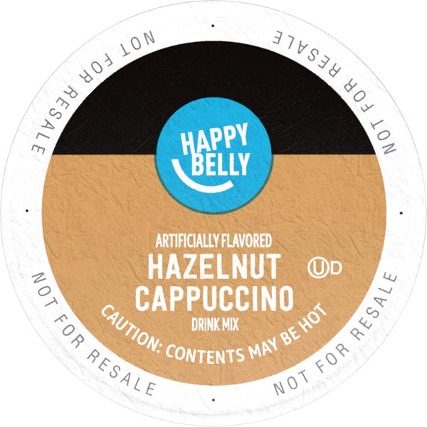 Happy Belly Light Roast Cappuccino Coffee Pods, Hazelnut Flavored, 24 Count