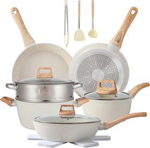 16-piece non-stick cookware set with aluminum core and bakelite handles