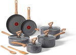 T-fal Signature Nonstick Cookware Set 12 Piece, Oven Broiler Safe 350F, Pots and Pans, Kitchen Cooking Set w/Fry Pans, Saucepans, Saute Pan, Dutch Oven, Griddle, Kitchen, Home, Dishwasher Safe, Black