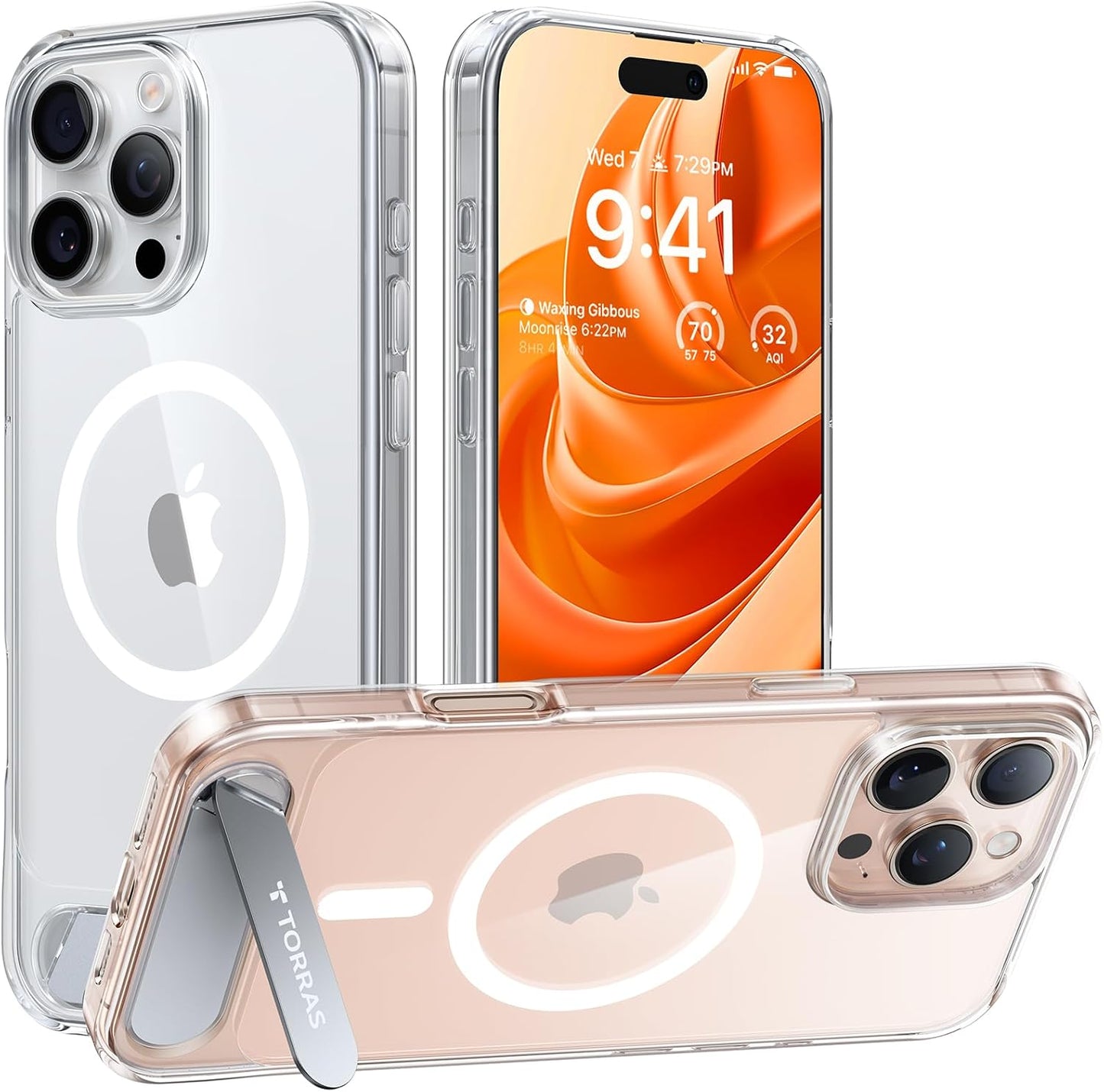 TORRAS Strong Magnetic & Seamless Stand for iPhone 17 Pro Max Case, Fit for MagSafe, Military Grade Drop Protection, Adjustable Kickstand Slim for iPhone 17 Pro Max Case Translucent Matte Deep Blue - Rayz Mart