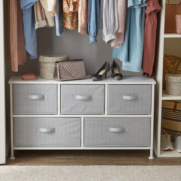 Amazon Basics Extra Wide Fabric 5-Drawer Storage Organizer Unit for Closet