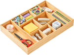 Bamboo Desk Drawer Organizer with Adjustable Dividers