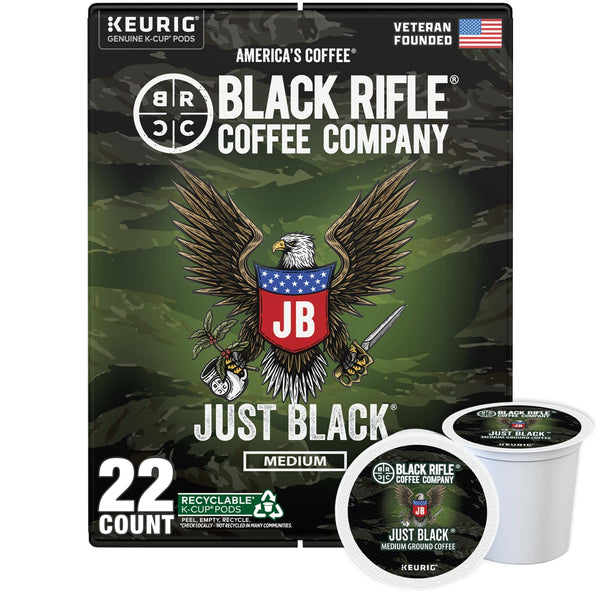 Black Rifle Coffee Company Just Black medium roast K Cups, 50 count, compatible with Keurig machines