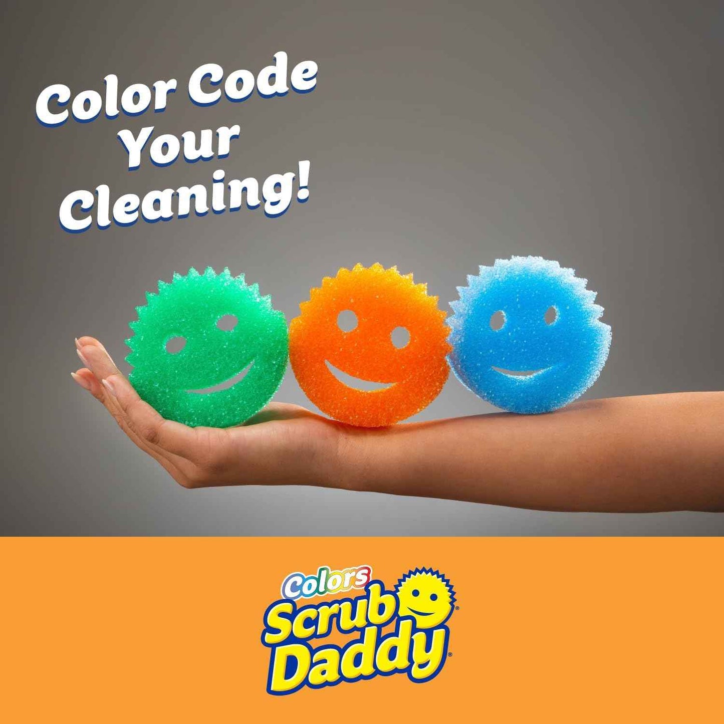 Scrub Daddy Color Sponges - Scratch-Free Multipurpose Dish Sponges for Kitchen, Bathroom & Household Cleaning - Made with BPA-Free Polymer Foam (3 Count)