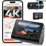 70mai 4K Dash Cam Front and Rear with STARVIS, Built in 5GHz WiFi & GPS Car Camera, Super Night Vision, ADAS, 3'' IPS Screen, 24H Parking Mode, Time-Lapse, Loop Recording, Support 256GB Max (A800S)