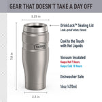 Thermos Stainless King Vacuum-Insulated Travel Tumbler, 16 Ounce, Matte Steel