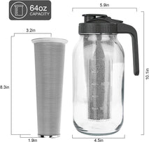 64 oz Mason Jar Pitcher with Stainless Steel Filter for Iced Coffee and Tea