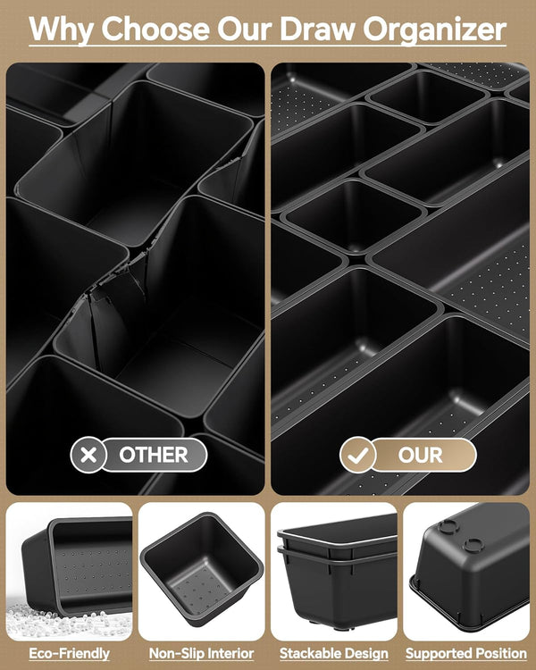 25 PCS Plastic Drawer Organizers Set for Makeup and Desk Drawers