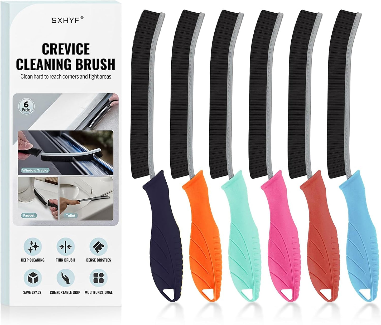 SXhyf Crevice Cleaning Brush – Hard Bristle Grout Scrub Brush for Bathroom, Kitchen & Household Cleaning