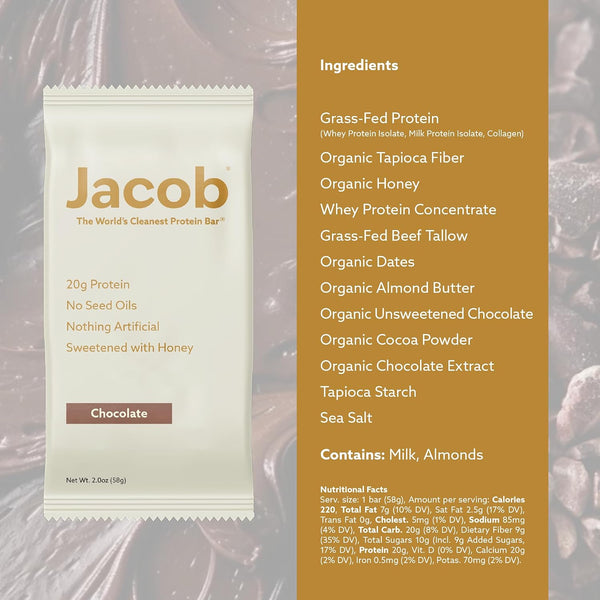 Grass-Fed Protein Bars, 20g Protein, No Seed Oils, 9 Bars Total