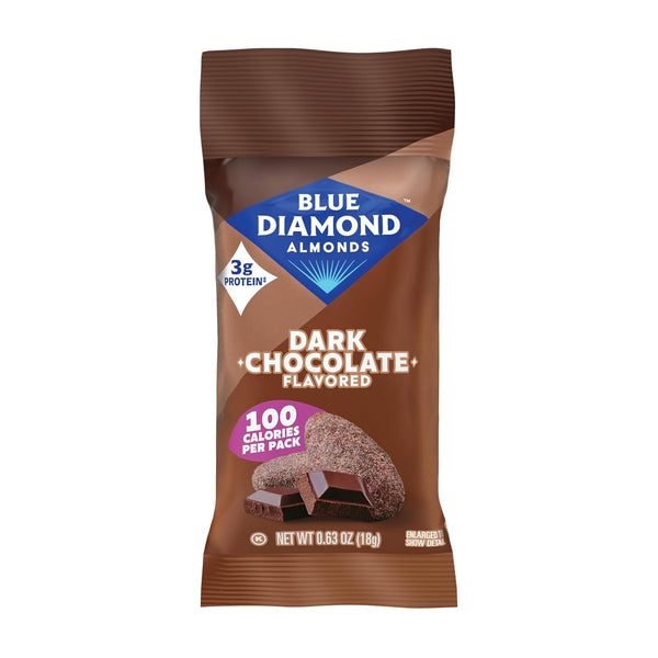 Blue Diamond Almonds Dark Chocolate Cocoa Dusted Snack Nuts, 100 Calorie Packs, 32 Count