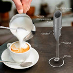 SIMPLETaste Battery-Operated Electric Milk Frother, Drink Mixer with Stainless Steel Whisk and Stand for Cappuccino, Bulletproof Coffee, Latte