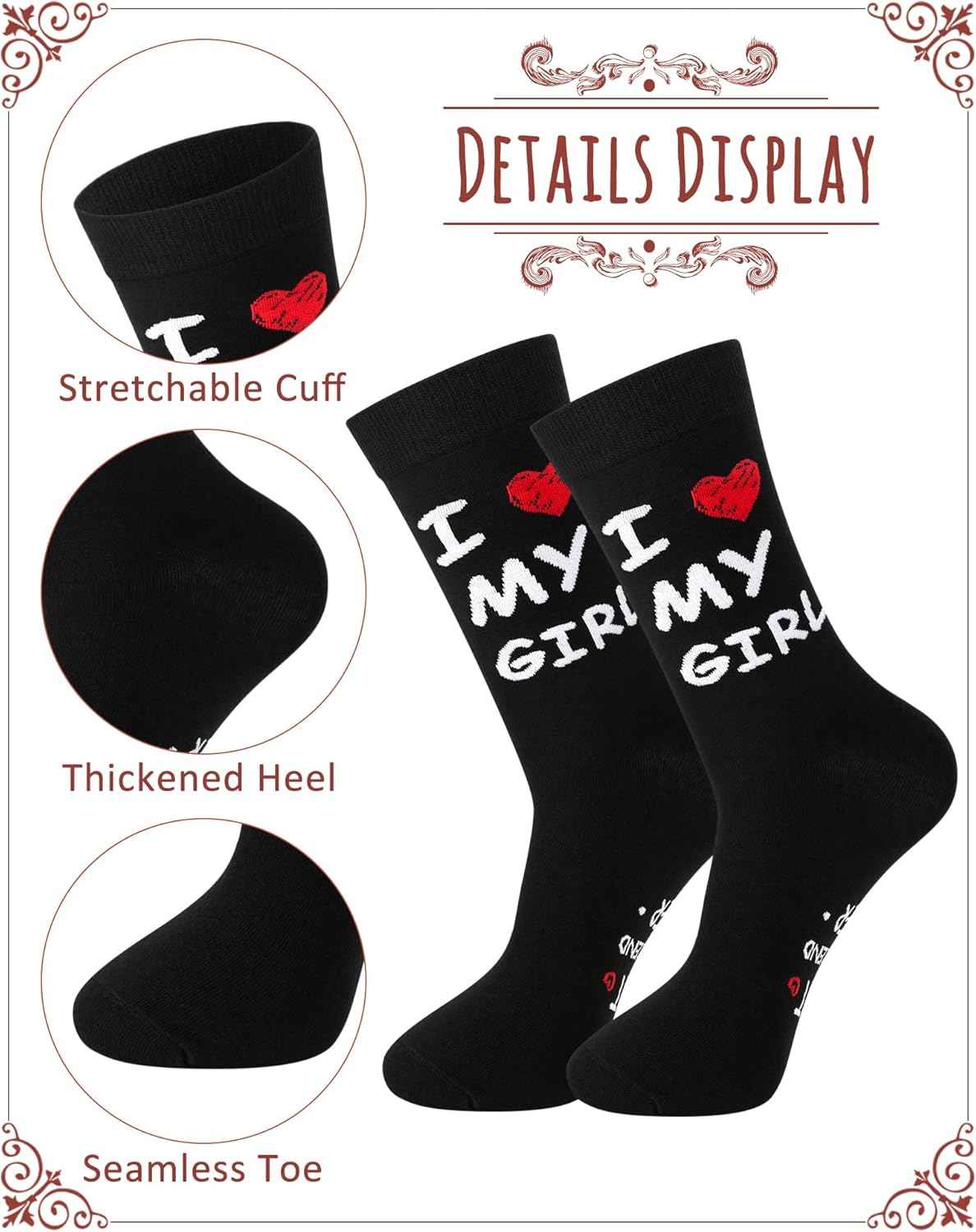 Valentines Day Socks for Men Women Him Her Girlfriend Boyfriend Couple, Anniversary Birthday Romantic Heart Gifts