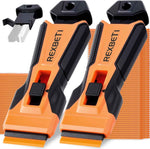 REXBETI Razor Blade Scraper Tool, 2 Pack Razor Scraper Set with Extra 80Pcs Razor Blades -30Pcs Metal and 50Pcs Plastic Blades, Cleaning Scraper Tool, Cooktop, Paint, Glass Scraper