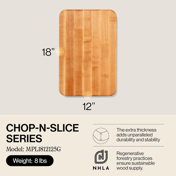 John Boos 18x12 Maple Wooden Cutting Board with Finger Grips Made in USA