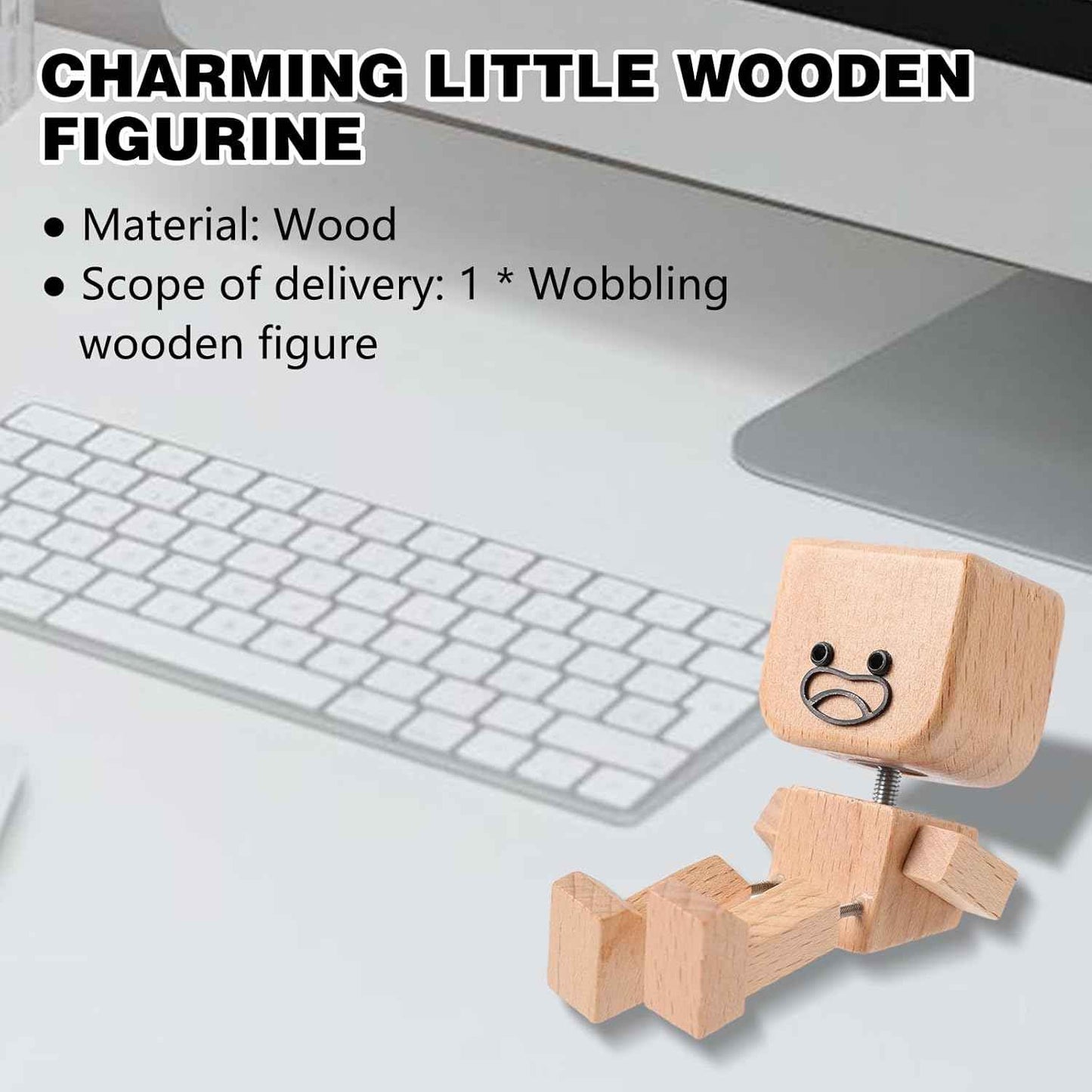 Shaking Wooden Man, Shaking Wooden Man Figurine for Car Dashboard with 12PCS, Funny Cars Ornaments Wood Desktop Decor,Car Dashboard Accessories and Desk Decoration