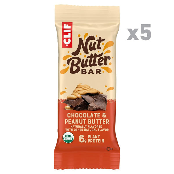 CLIF Nut Butter Bar - Chocolate Peanut Butter Energy Snack Bars - 5 Pack - 1.76 oz - USDA Organic - Non-GMO