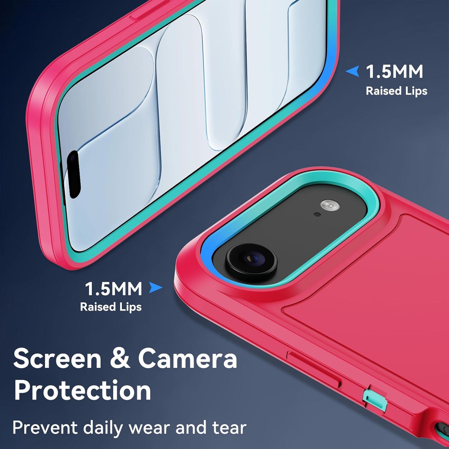 for iPhone 17 Air Case with Built-in Invisible Kickstand,[2*Screen Protector] Military-Grade Protection Shockproof Protective Cover,Hard Back Stand Phone Case for iPhone 17 Air (Pink)