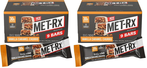 MET-Rx Big 100 Colossal Protein Bars, 9 Count, Chocolate Chip Cookie Dough, 3.52 oz
