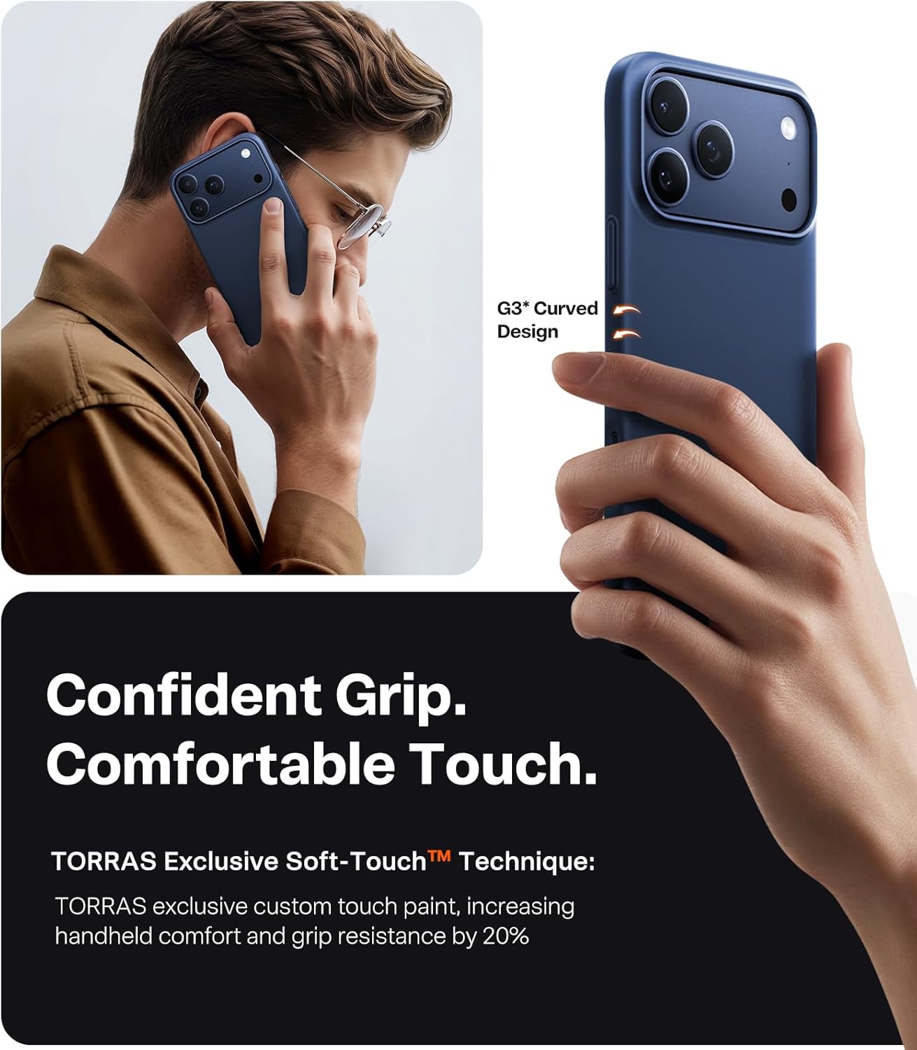 TORRAS Magnetic Slim Fit for iPhone 17 Pro Case 6.3 inch, Ultra-Thin, Compatible with MagSafe, Lightweight Matte Anti-Scratch Hard PC Cover Phone Case for iPhone 17 Pro OriginFit, Deep Blue