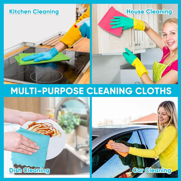 Orighty Microfiber Cleaning Cloth, 24 Pack Highly Absorbent Cleaning Rags, Household Cleaning Supplies, Reusable Microfiber Towels Lint Free Cloths for House, Kitchen, Car Care, 12x11 inch