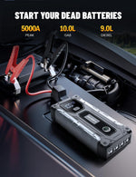 sharmeal 3000a portable jump starter for 9.0l gas and 7.0l diesel vehicles with led light