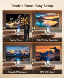 【Electric Focus】Magcubic Mini Projector 4K Support, Portable Projector with WiFi 6 and Bluetooth 5.4, Smart Proyector, 5W Soundbase Speaker, 180°Rotation for Home Theater