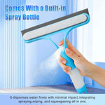 3 in 1 Window Cleaning Scraper,New 3 in 1 Window Cleaner,Squeegee and Scrubber with Spray, for Windows, Walls,Car Windshields, Bathrooms, Kitchens, All-Purpose Window Cleaner Tool (Blue)