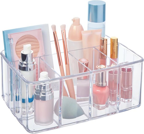 Clear Plastic 5-Compartment Organizer for Makeup and Office Supplies Made in USA