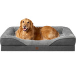 EHEYCIGA orthopedic dog bed for large dogs, 42x30x7.5 inch, memory foam, bolster sofa, grey