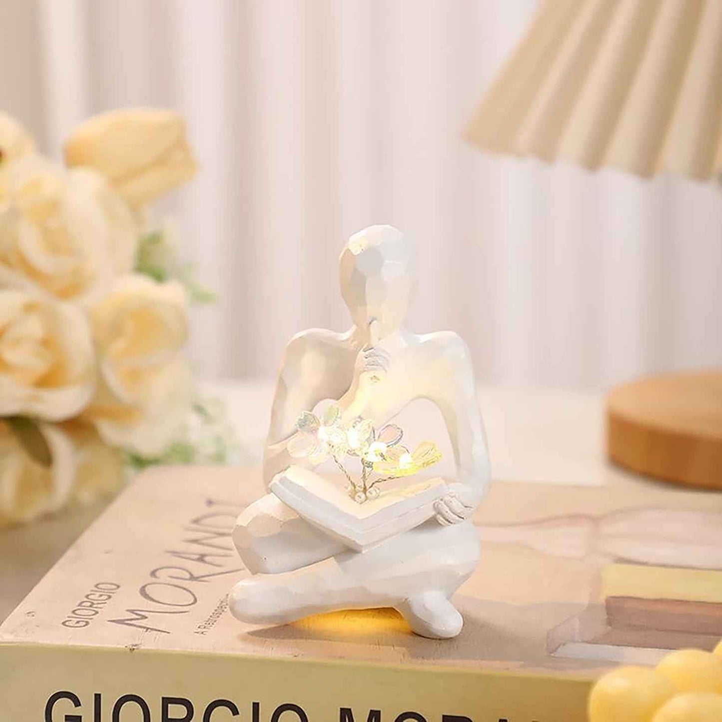 LIYAOLI Tulip Night Light Aesthetic Sculptures Lamp Home Decor Book Shelf Decor Aesthetic,Tulip Lamp Office Decor for Women Desk Cute Night Light