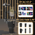 2-in-1 universal car cup holder phone mount with 360° rotation adjustable grip fits most vehicles