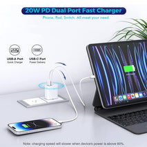 iPhone 17/16 Charger Block, 2Pack 20W Dual Port PD Fast USB C Wall Charger Adapter + USB A Quick Charging Brick Plug Compatible with iPhone Air/17/16/15/14/13/12/11/Pro Max/Plus/XS/XR/X,iPad,AirPods
