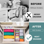 Adjustable bamboo drawer dividers for kitchen, dresser, and closet